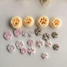 2pcs Cute Cat Paw Polymer Clay Mold Set, For Earrings, Brooches, Pendants, High Precision Polymer Clay Or Ceramic Mold - Yellow - View 5