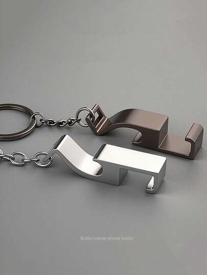 1pc 3-In-1 Phone Holder, Bottle Opener & Keychain, Portable Multifunctional Metal Gadget