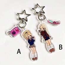 1个原创可爱长发女孩休闲时尚亚克力钥匙扣，适合送给女朋友，也适合派对、学校、公司活动、节日礼物。 - 彩色 - 查看 5