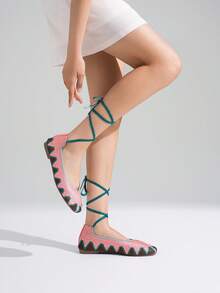 Women Flats - Coral - View 2