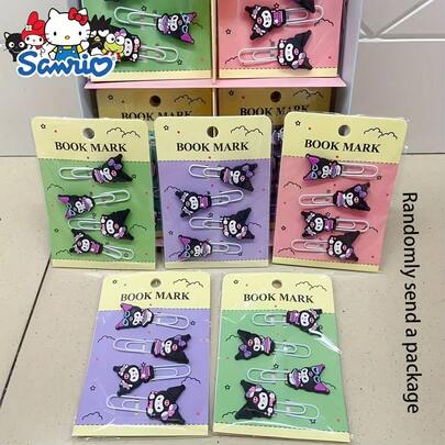  1 pieza Clip de lectura decorativo y pequeño de silicona con los personajes Kuromi y Cinnamoroll de Sanrio