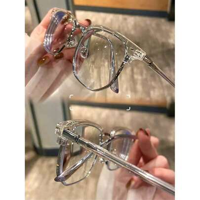 男女通用防蓝光眼镜，电脑防蓝光眼镜，男女通用半框透明镜片眼镜，男女通用防蓝光安全眼镜，防护眼镜，电脑游戏眼镜，女士可爱轻便红色镜框，超大无度数小脸方形猫眼眼镜，减少电脑带来的眼疲劳