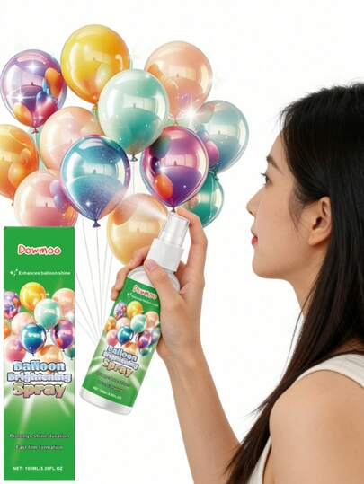 DOWMOO 1pc/100ml Balloon Shine Spray, Enhances Balloon Appearance For Long-Lasting Glossy Shine, Suitable For Indoor Parties, Weddings, Birthdays, Proposals, Corporate Events, Store Displays, Exhibitions And School Activities