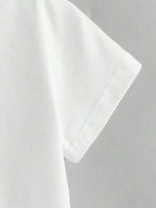 Camiseta de mujer de manga corta con cuello redondo, estampado de copa de cóctel, blanca, casual y versátil - Blanco - Ver 6