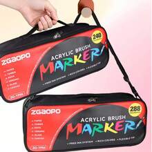 1支装 366/320/288/240/168/120/72/60/48/36/24/12色丙烯马克笔，不透明防水可混色毛笔头，适用于木材、画布、石头、岩石绘画、玻璃、陶瓷、DIY工艺品、美术用品、学生绘画 - 丙烯馬克筆 - 查看 11