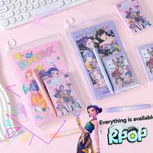 Juego de papelería KPOP DE-MON HUNT-ERS DE-MON HUNT-RESS SQUAD, regalo de estudiante, regalo coleccionable, periférico de anime, incluye bolígrafos de gel, bolígrafos de gel retráctiles, bolígrafos de bola, bolígrafos, tinta de secado rápido, tinta impermeable, tinta resistente a la decoloración, escritura suave, flujo continuo, diseño de bajo centro de gravedad - kpoop - Ver 2