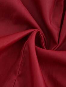 女士红色PU皮连帽夹克，可拆卸帽子，休闲外套，适合旅行和机场穿着。 - 紅色 - 查看 8