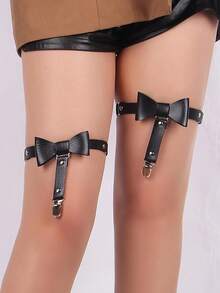 1/3Pcs Adjustable Star-Shaped Leg Garter With Anti-Slip Clips, Elastic Gothic Thigh Ring Garter For Women And Girls - Black - View 3