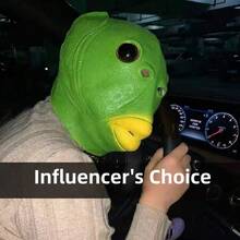 1个卡通恶作剧面具，绿色鱼头面具，马头面具，适合各种派对、聚会、街头活动、节日、毕业典礼、生日等场合，可爱手工制作，趣味手工服装头饰 - 查看 9