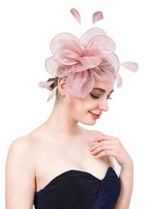 Charmanter Damenhut - Teegesellschaft Kentucky Derby Kirche Pillbox Hut, 50er Jahre Haarband Party Kappe - Altrosa - Übersicht 3