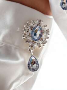 1 st/2 st manschettknappar med diamanter för skjortor, vintageknappar, klädaccessoarer, present, alla hjärtans dag-dekoration - Guld - Visa 4