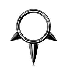 1PC Nose Ring Hoop Punk Stainless Steel Hypoallergenic 16G 18K Gold Plated Hinged Septum Spiked Nose Lip Puncture, Cartilage Hoop,Helix Tragus Ear Lobe Earring,Unisex ,Black 8mm 10mm Women And Men Body Pierecing Jewelry - N026 - View 17