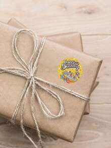 1 Roll Birthday Cake Pattern Stickers, Cartoon Envelope Gift Packaging Box Sealing Decorative Stickers - Sticker - View 4