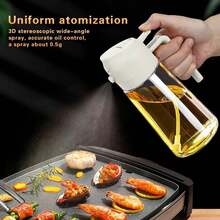 1个玻璃喷油瓶，食用油喷雾器，创意喷油瓶，适用于沙拉、烧烤、烹饪、烘焙、露营、野餐，470毫升喷雾瓶，可喷洒或倾倒，二合一设计 - A - 查看 8