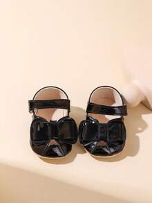 Infant Toddler Shoes With Bow Tie, Breathable Infant Walking Shoes - Black - View 2
