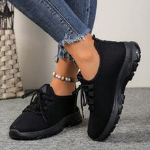 黑色女士防滑软底运动鞋，新款春秋季休闲布鞋，舒适 - 黑色 - 查看 7