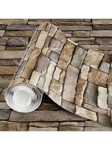 1卷自粘墙纸，黄色砖纹图案，多色墙贴，适用于卧室、客厅、电视背景墙、家居装饰、厨房台面、橱柜、抽屉、家具翻新，DIY简易安装，可移除墙纸，尺寸：17.7英寸 x 196.8英寸/118.1英寸/39.3英寸 - 黃色 - 查看 10