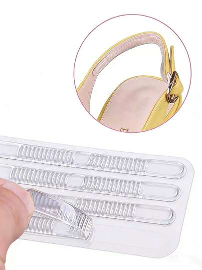 QKC 4pcs Transparent Silicone Anti-Slip Pads, Suitable For Heels And Insoles, Prevent Foot Friction, Universal For Various Sandals, High Heels, Women's Flats, Back To School Supplies, Shoe Accessories, Applicable For Outdoor, Sports, Travel, Home, Office, School And More