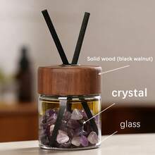 Natural Amethyst Crystal Reed Diffuser Set - Solid Black Walnut Cap, Empty Glass Container For DIY Essential Oil Aromatherapy - Wooden Diffuser Container - View 1