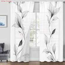 Bộ 2 rèm cửa trang trí nghệ thuật hiện đại họa tiết hoa mùa xuân, rèm cản sáng một phần và rèm xuyên sáng một phần cho phòng khách, phòng ngủ, trang trí nhà cửa. - Nhiều màu - Xem 3
