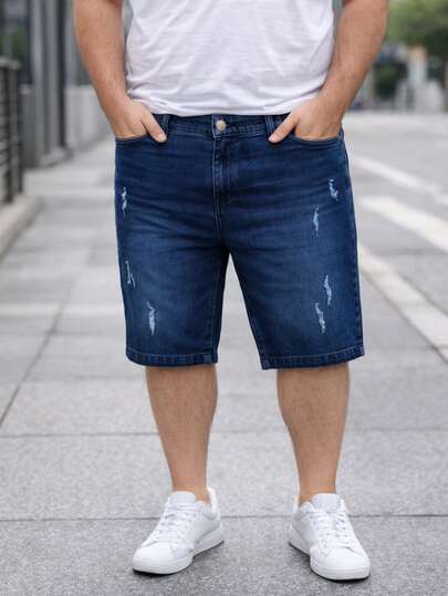 Bermuda jeans plus size masculina escura