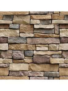 1卷自粘墙纸，黄色砖纹图案，多色墙贴，适用于卧室、客厅、电视背景墙、家居装饰、厨房台面、橱柜、抽屉、家具翻新，DIY简易安装，可移除墙纸，尺寸：17.7英寸 x 196.8英寸/118.1英寸/39.3英寸 - 黃色 - 查看 7