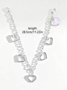 1pc Hollow Heart Transparent Heart Multi-Layer Chain, Chain, Heart Pendant, Hollow Heart, Transparent Heart, Y2K, Girly, Sweet Cool Style, Detachable, Silver Accessory, Bag Chain, Bag Strap, Bag Decor, Personalized Gift, Birthday Gift, St. Patrick's Day Gift - Single-layer Heart Bag Chain - View 4