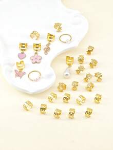 27 chiếc phụ kiện tóc hình bướm và hoa cúc phong cách Y2K cho kiểu tóc dreadlock, quà tặng cho bé gái và phụ nữ, hoàn hảo cho các buổi khiêu vũ và tiệc tùng, lễ hội âm nhạc, kẹp tóc, trâm cài tóc, ghim cài tóc. - Vàng - Xem 3