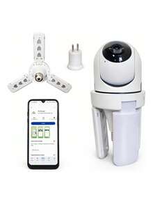 Cámara de Vigilancia con Luz Integrada Tipo Foco, Detección de Movimiento con Sirena, Visión en Tiempo Real, Compatible con Micro SD y Nube. Bluelander - Blanco - Ver 1