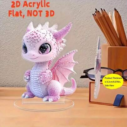 2D Flat Dragon Baby Acrylic Figurine, Home Decor For Living Room, Study, Desktop, Holiday, Friend & Girlfriend Gift