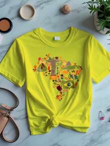 Men's T-Shirt Map Of Joy - Unisex World Cup Shirt 100% Cotton Plus Size - Màu vàng - Xem 1