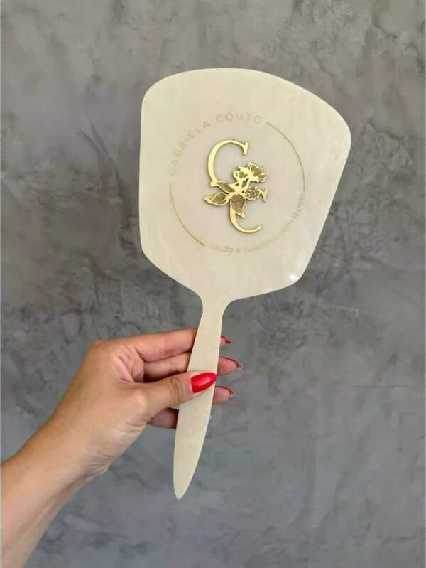 ESPELHO de mao de VIDRO *COM SUPORTE* personalizado GLOW acrilico  para consultorio estudio clínica design