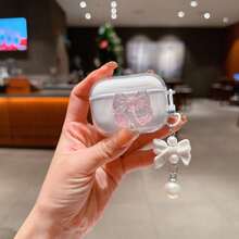 Pink Bow Transparent Protective Case With Pearl Bow Pendant, Shock-Proof Protective Cover, Suitable For AirPods 1/2/3/4/Pro/Pro 2 - Multicolor - View 10