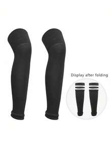 儿童过膝足球护腿套（1双），透气运动小腿套，高弹条纹压缩腿套，适合8-14岁儿童户外运动 - 彩色 - 查看 15
