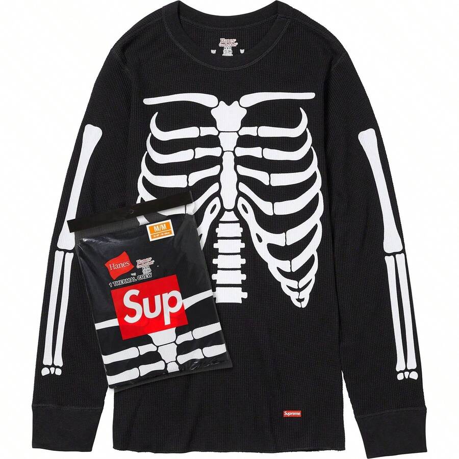 Supreme Hanes Bones Thermal Crew FW25 Unisex (1 Pack) - màu đen - Xem 1