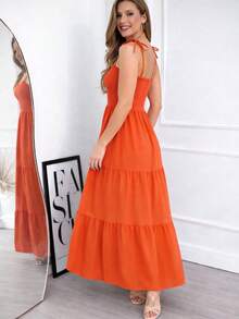 Floral Maxi Dress – Elegance And Comfort - Orange - View 2