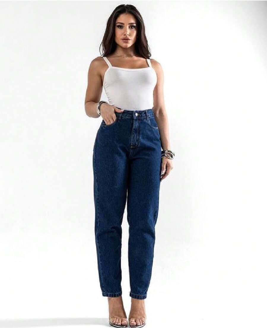 Mom Jeans With A Conscious Touch, Without Elastane. - Dark Wash - View 1