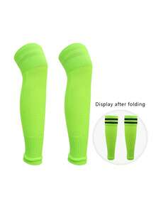 儿童过膝足球护腿套（1双），透气运动小腿套，高弹条纹压缩腿套，适合8-14岁儿童户外运动 - 彩色 - 查看 16