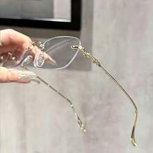 Óculos minimalistas sem armação de metal com lentes de plástico, ideais para uso casual diário, tanto para homens quanto para mulheres. - Multicolorido - Ver 3