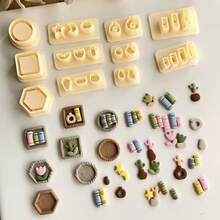 Molde de arcilla polimérica para miniestantería, molde de arcilla polimérica para miniplantas y serie de libros, adecuado para pendientes DIY y elaboración de joyas, diseño de pendientes hechos a mano, artesanía creativa - Amarillo - Ver 7