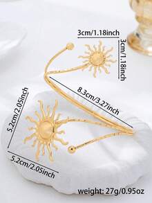 1件装时尚夸张不对称太阳形臂套，适合女性街头、派对、度假和日常穿着，手臂和袖子配饰 - 金色 - 查看 6