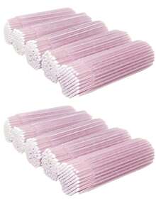 100pcs/Pack Micro Eyelash Brushes - Black Micro Mascara Wands - Disposable Micro Brushes - Micro Eyelash Lift Brushes - Ultra Fine Fiber Lash Brushes, Suitable For Eyelashes, Eyebrows, Eyeshadow, Can Be Used As Spiral Brushes.,Giveaways - Pink - View 1