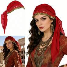 1pc Belly Dance Coin Headscarf, Dance Performance Accessory Headpiece Hat, Women's Belly Dance Costume - Multicolor - View 7