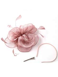 Charmanter Damenhut - Teegesellschaft Kentucky Derby Kirche Pillbox Hut, 50er Jahre Haarband Party Kappe - Altrosa - Übersicht 4