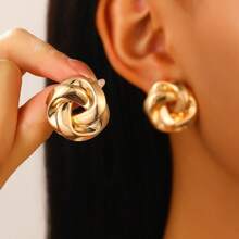 Women's Necklace, Ring And Earrings Set With Knot Design, Elegant And Contemporary Look - Vàng - Xem 4