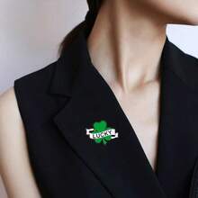 1枚圣帕特里克节派对胸针，爱尔兰三叶草金属徽章 - 綠色 - 查看 6