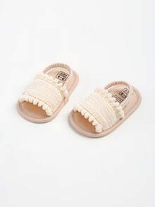 Giày sandal mùa hè cho bé trai và bé gái, giày dự tiệc, giày cưới, giày bệt, giày tập đi cho trẻ sơ sinh, giày tập đi cho bé 0-18 tháng. - Màu be - Xem 5