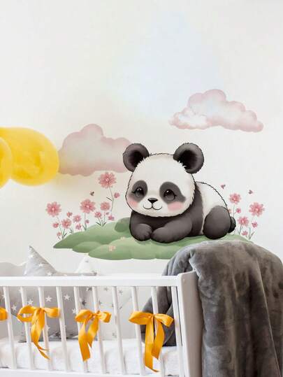 1/2pcs Removable PVC Cartoon Wall Stickers, Decorative Wall Decals For Nursery, Kids Room, Featuring Floral Girl, Girl In Pink Dress, Cute Cats & Dogs, Pandas, Inspirational Girl, Child On Tree Branch, Suitable For Bedroom, Living Room, Study, Dining Room, Bathroom, Home Wall Decor