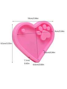 1pc Bear Paw Heart Shaped Silicone Mold For DIY Keychain - Pink - View 5