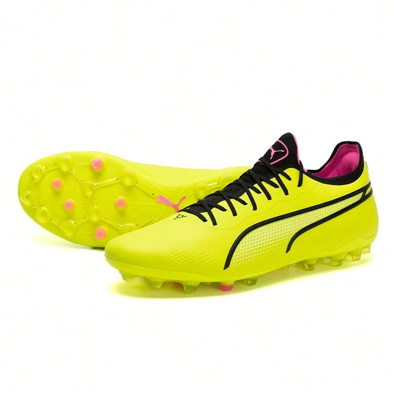 Puma KING ULTIMATE MG 足球鞋，户外 MG 钉训练及比赛鞋，107252-03 - 檸檬黃-黑色-迷幻粉 - 查看 1